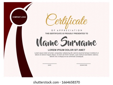 Red Certificate Diploma Template Unique Frame Stock Vector (Royalty ...