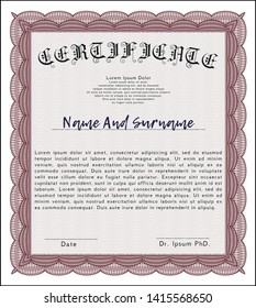 Red Certificate. Easy to print. Perfect design. Detailed. 