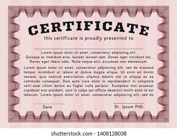 Red Certificate. Easy to print. Superior design. Customizable, Easy to edit and change colors. 