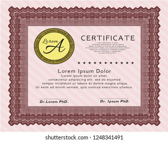 Red Certificate. Easy to print. Vector illustration. Retro design. 