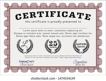 Red Certificate. Excellent design. Easy to print. Customizable, Easy to edit and change colors. 