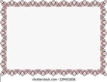Red certificate frame, complex design, isolated.