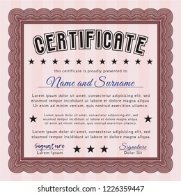 Red Certificate. With guilloche pattern and background. Artistry design. Customizable, Easy to edit and change colors. 