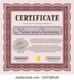 Red Certificate. With guilloche pattern and background. Customizable, Easy to edit and change colors. Money Pattern design. 