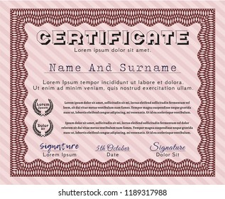 Red Certificate. With guilloche pattern. Customizable, Easy to edit and change colors. Nice design. 