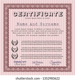 Red Certificate. With guilloche pattern. Money design. Detailed. 