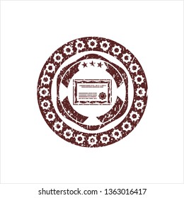 Red certificate icon inside grunge style stamp