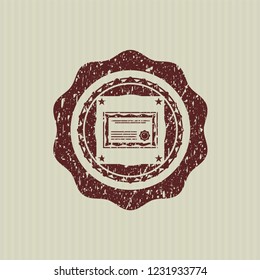 Red certificate icon inside rubber stamp