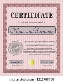 Red Certificate. With linear background. Customizable, Easy to edit and change colors. Sophisticated design. 