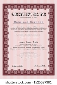 Red Certificate. With linear background. Good design. Detailed. 