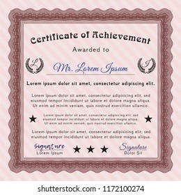 Red Certificate. Lovely design. With complex background. Customizable, Easy to edit and change colors. 