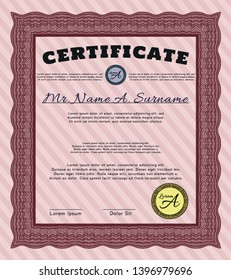 Red Certificate. Modern design. With complex linear background. Detailed. 