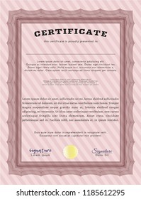 Red Certificate. Modern design. Customizable, Easy to edit and change colors. With guilloche pattern. 