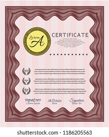 Red Certificate. Modern design. Customizable, Easy to edit and change colors. With complex background. 
