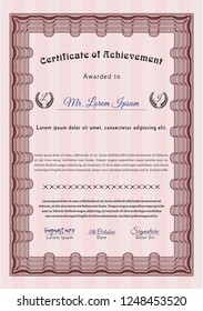 Red Certificate. Modern design. Detailed. With complex background. 