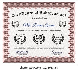 Red Certificate. Money Pattern. Complex background. Detailed. 