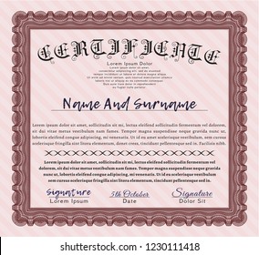 Red Certificate. Money Pattern design. With complex background. Customizable, Easy to edit and change colors. 