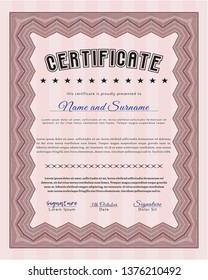 Red Certificate. Money Pattern design. With linear background. Customizable, Easy to edit and change colors. 