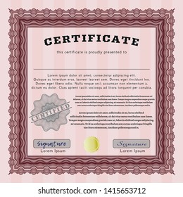 Red Certificate. Money Pattern design. Detailed. Easy to print. 
