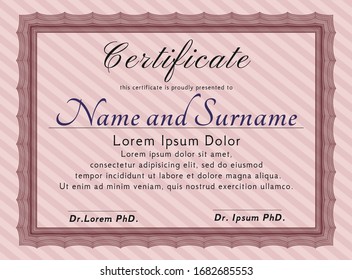 Certificado rojo. Diseño de patrón de dinero. Personalizable, Fácil de editar y cambiar de color. Con un fondo complejo. 