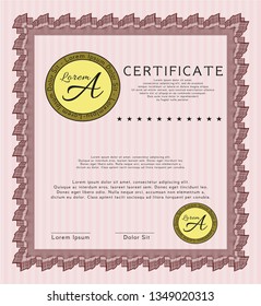 Red Certificate. Money Pattern. With great quality guilloche pattern. Vector illustration. 