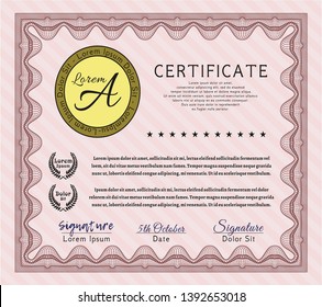 Red Certificate. Money style design. Customizable, Easy to edit and change colors. Complex background. 