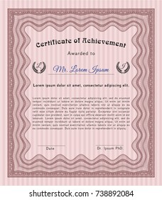 Red Certificate. Nice design. Detailed. With linear background. 
