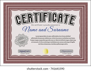 Red Certificate. Perfect design. Complex background. Detailed. 