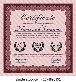 Red Certificate. Perfect design. Customizable, Easy to edit and change colors. With complex linear background. 