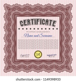 Red Certificate. Printer friendly. Modern design. Detailed. 