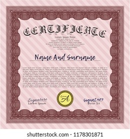 Red Certificate. Printer friendly. Money Pattern design. Vector illustration. 