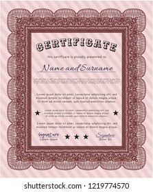Red Certificate. Printer friendly. Money design. Vector illustration. 