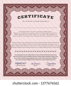 Red Certificate. With quality background. Modern design. Detailed. 