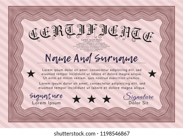 Red Certificate. Retro design. Complex background. Detailed. 