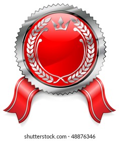 Red certificate with ribbon on white background, vector illustration