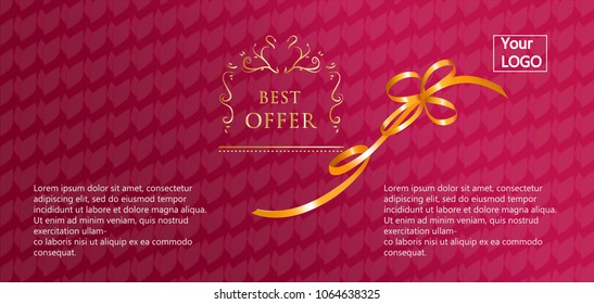 Red certificate sale. Sale background layout for banners with gift box, bows and ribbons. Voucher discount.vector illustration template for invitation, ticket, gift coupon, flyer, certificate.