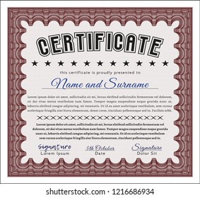 Red Certificate. Superior design. With background. Customizable, Easy to edit and change colors. 