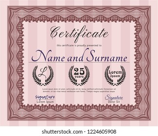 Red Certificate. Superior design. With background. Detailed. 