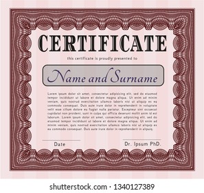 Red Certificate. Superior design. Customizable, Easy to edit and change colors. With linear background. 