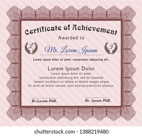 Red Certificate template. Artistry design. Customizable, Easy to edit and change colors. Complex background. 