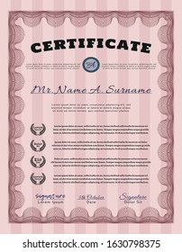 Red Certificate template. Artistry design. With guilloche pattern and background. Customizable, Easy to edit and change colors. 