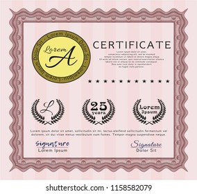 Red Certificate template. Beauty design. Detailed. With complex background. 