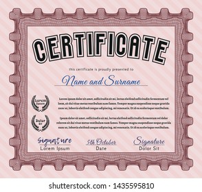 Red Certificate template. Complex background. Excellent design. Customizable, Easy to edit and change colors. 