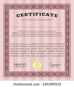 Red Certificate template. Complex background. Detailed. Good design. 