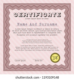 Red Certificate template. With complex linear background. Good design. Customizable, Easy to edit and change colors. 