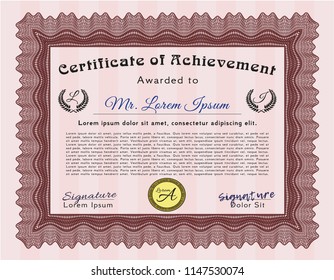Red Certificate template. Customizable, Easy to edit and change colors. Complex background. Modern design. 
