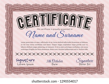 Red Certificate template. Customizable, Easy to edit and change colors. With great quality guilloche pattern. Good design. 