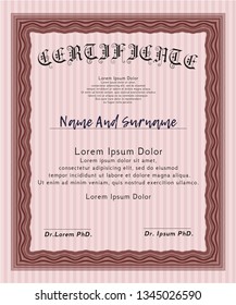Red Certificate template. Customizable, Easy to edit and change colors. With linear background. Lovely design. 