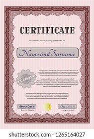 Red Certificate template. Detailed. With complex background. Superior design. 