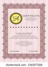 Red Certificate template. Detailed. Easy to print. Lovely design. 